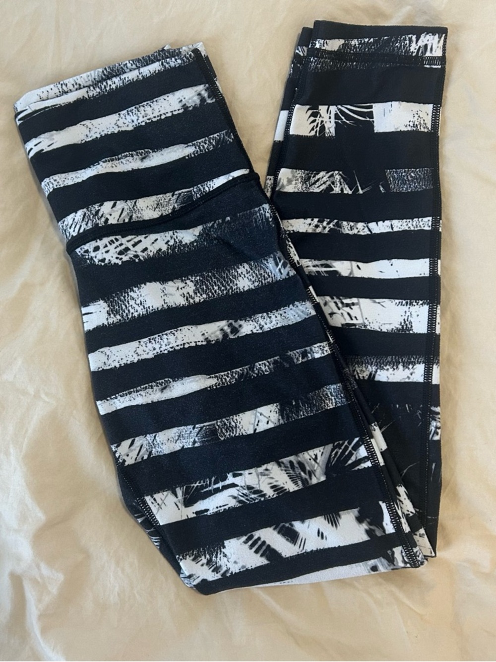 lululemon athletica Black & White Striped High-Rise Leggings